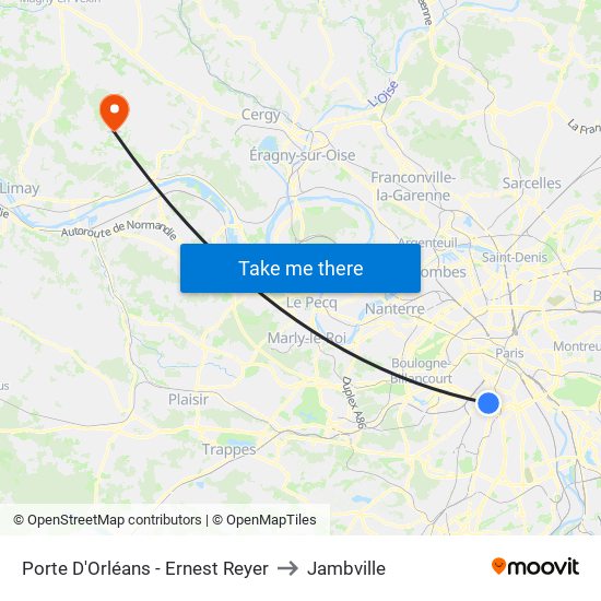 Porte D'Orléans - Ernest Reyer to Jambville map