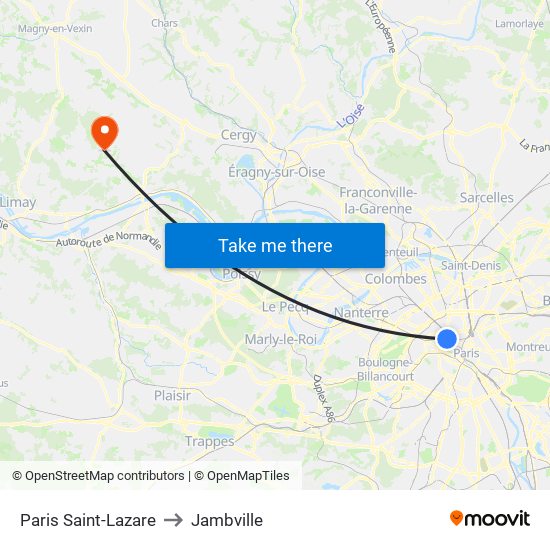 Paris Saint-Lazare to Jambville map