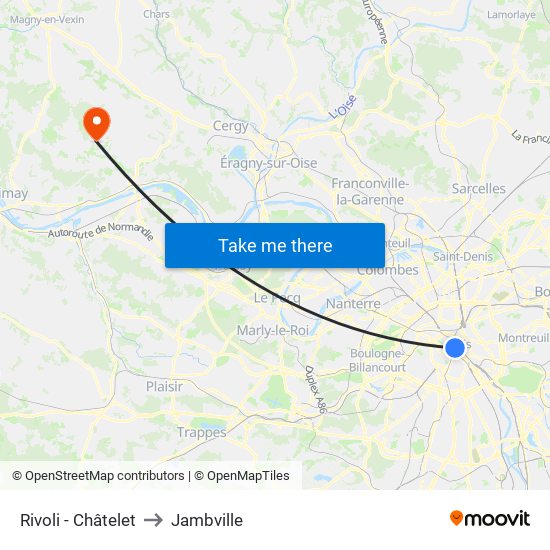 Rivoli - Châtelet to Jambville map
