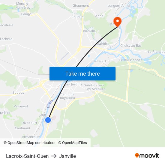 Lacroix-Saint-Ouen to Janville map