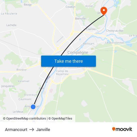 Armancourt to Janville map