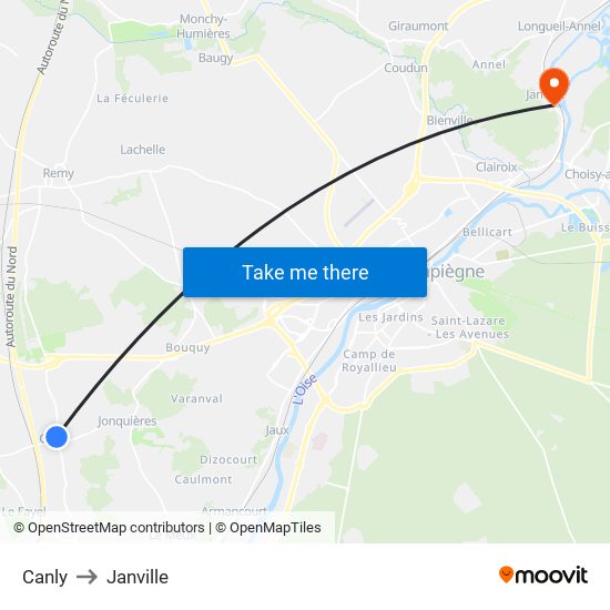 Canly to Janville map