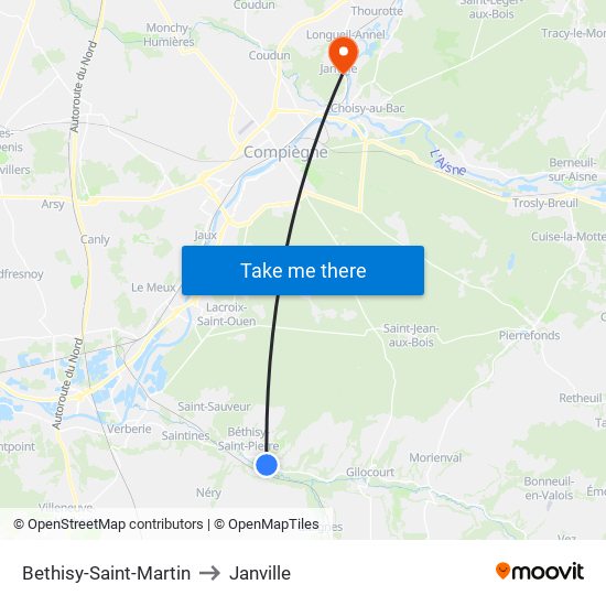 Bethisy-Saint-Martin to Janville map