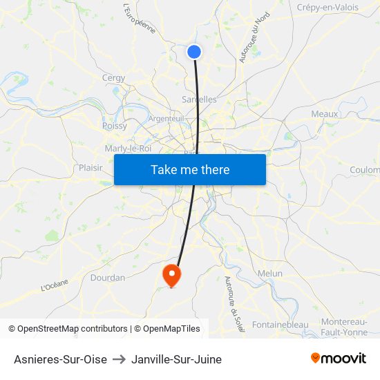 Asnieres-Sur-Oise to Janville-Sur-Juine map