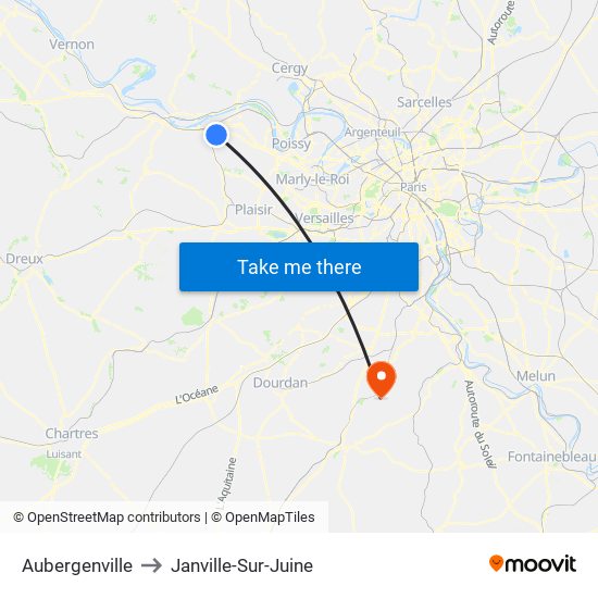 Aubergenville to Janville-Sur-Juine map
