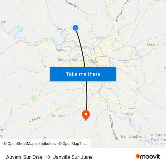 Auvers-Sur-Oise to Janville-Sur-Juine map