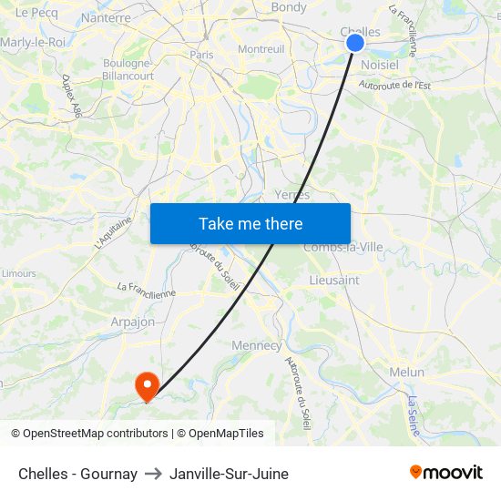 Chelles - Gournay to Janville-Sur-Juine map