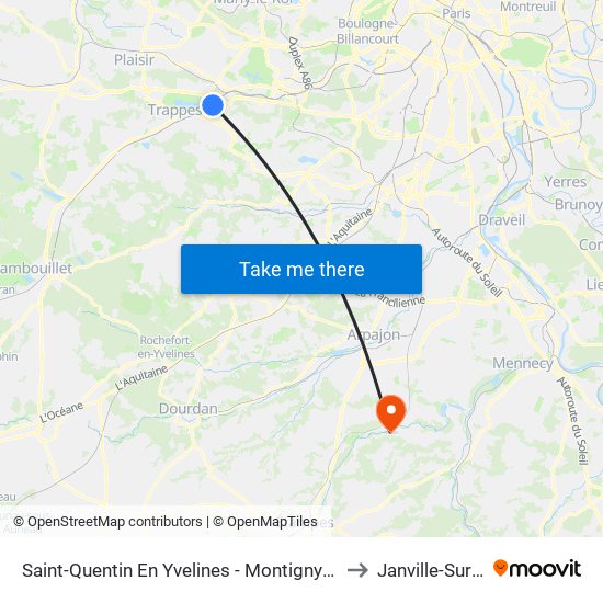 Saint-Quentin En Yvelines - Montigny-Le-Bretonneux to Janville-Sur-Juine map