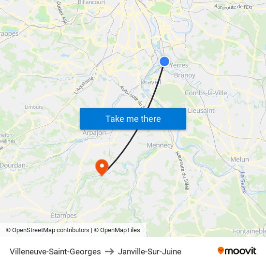 Villeneuve-Saint-Georges to Janville-Sur-Juine map