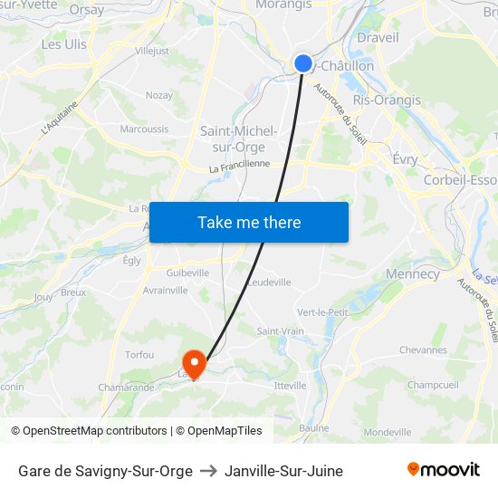 Gare de Savigny-Sur-Orge to Janville-Sur-Juine map