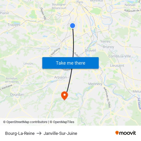 Bourg-La-Reine to Janville-Sur-Juine map