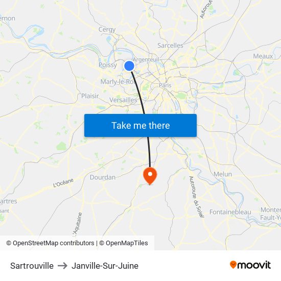 Sartrouville to Janville-Sur-Juine map