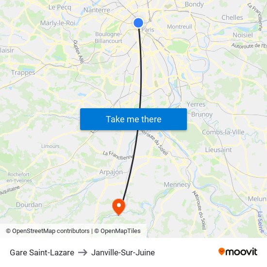 Gare Saint-Lazare to Janville-Sur-Juine map