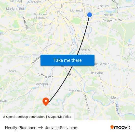 Neuilly-Plaisance to Janville-Sur-Juine map