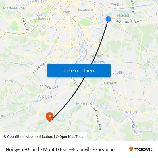 Noisy-Le-Grand - Mont D'Est to Janville-Sur-Juine map