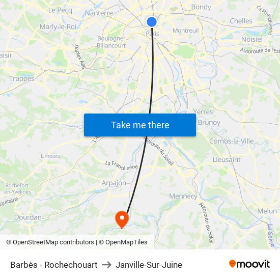 Barbès - Rochechouart to Janville-Sur-Juine map