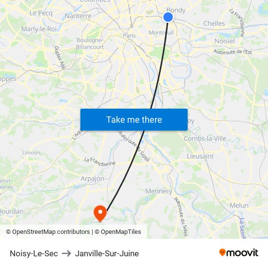 Noisy-Le-Sec to Janville-Sur-Juine map