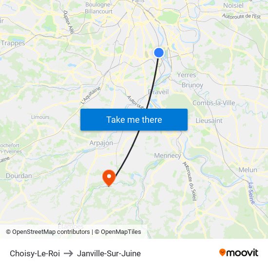 Choisy-Le-Roi to Janville-Sur-Juine map
