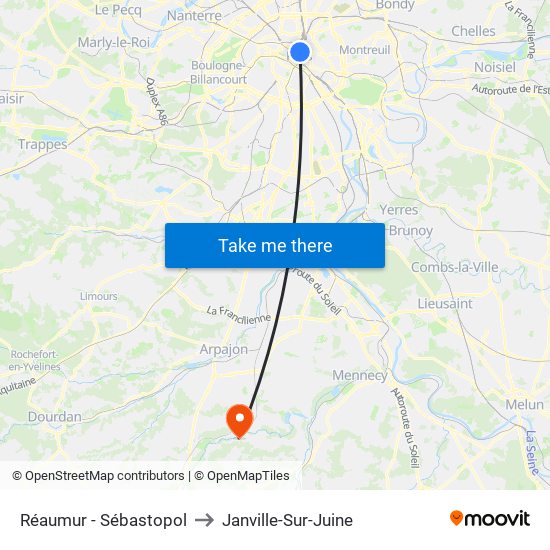 Réaumur - Sébastopol to Janville-Sur-Juine map