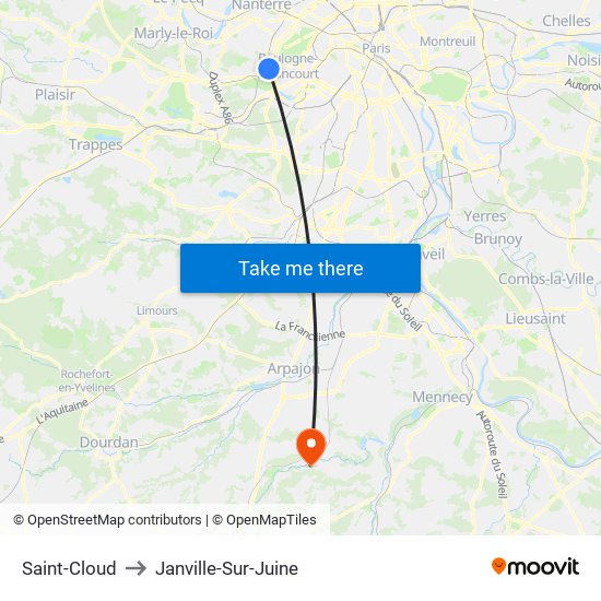 Saint-Cloud to Janville-Sur-Juine map