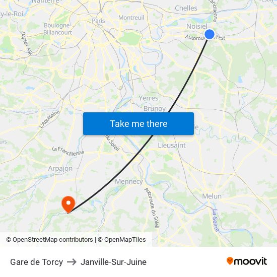 Gare de Torcy to Janville-Sur-Juine map