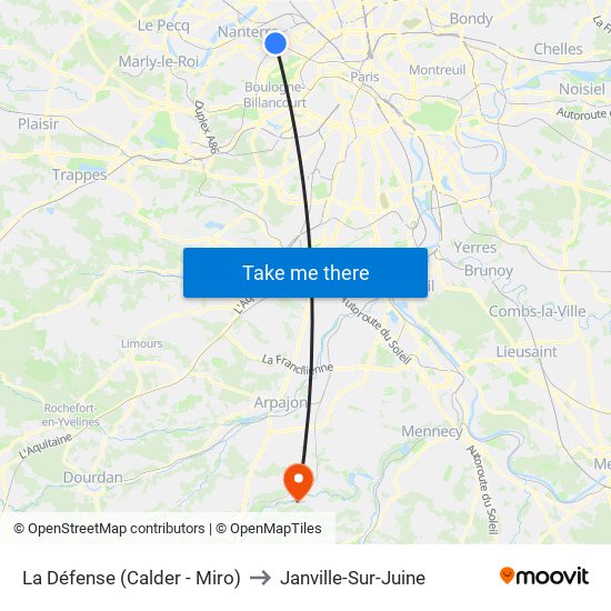 La Défense (Calder - Miro) to Janville-Sur-Juine map