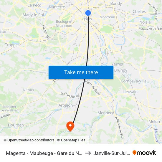 Magenta - Maubeuge - Gare du Nord to Janville-Sur-Juine map