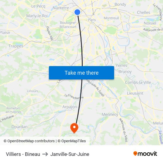 Villiers - Bineau to Janville-Sur-Juine map
