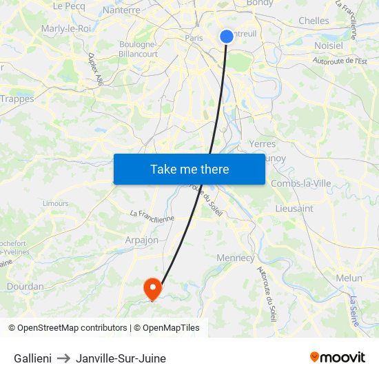 Gallieni to Janville-Sur-Juine map