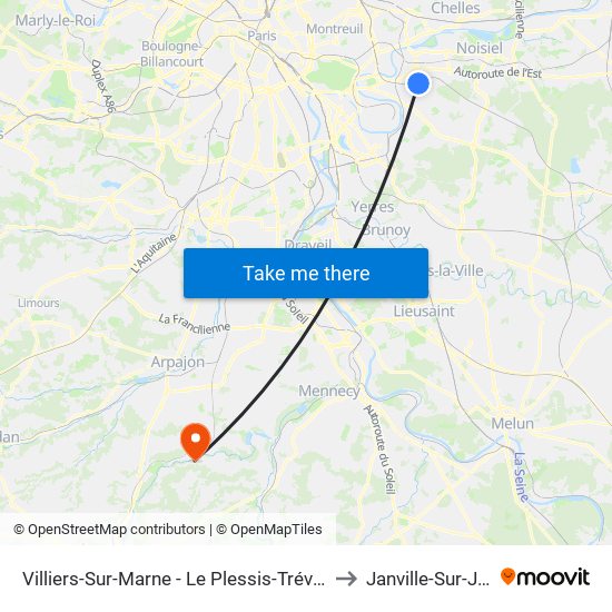 Villiers-Sur-Marne - Le Plessis-Trévise RER to Janville-Sur-Juine map