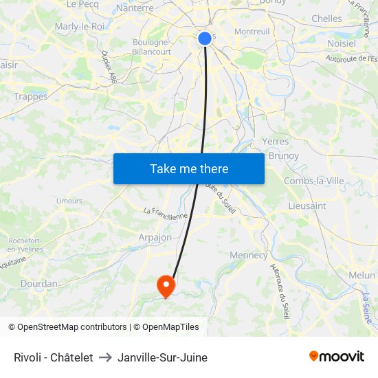 Rivoli - Châtelet to Janville-Sur-Juine map