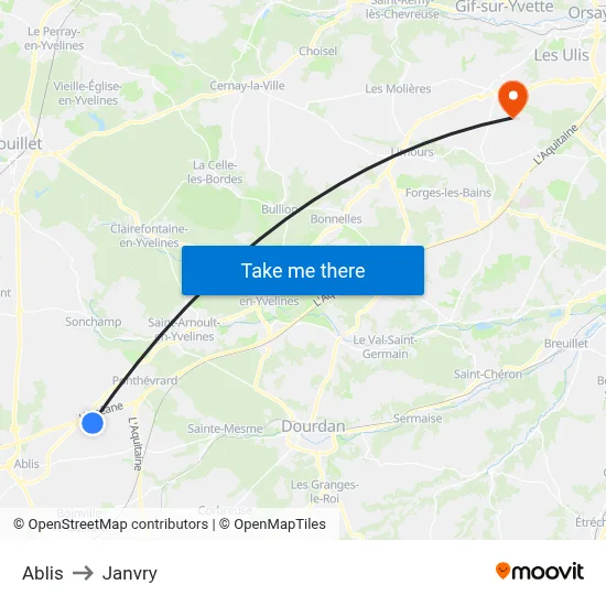 Ablis to Janvry map