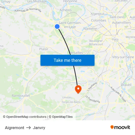 Aigremont to Janvry map