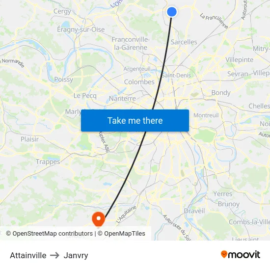 Attainville to Janvry map