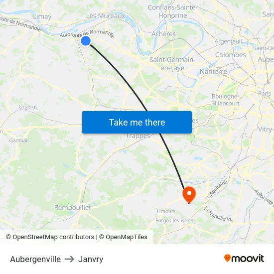 Aubergenville to Janvry map