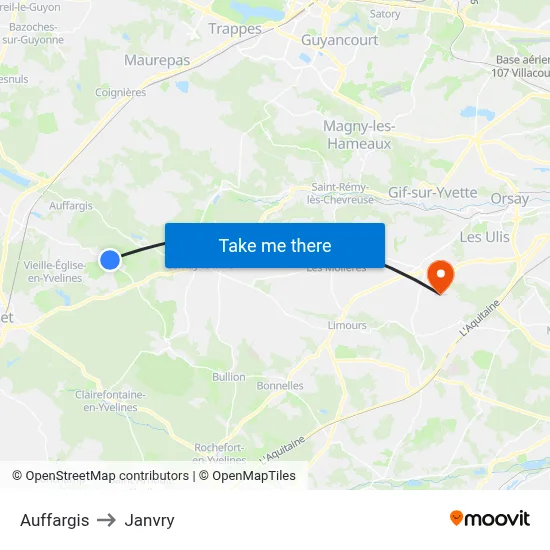 Auffargis to Janvry map