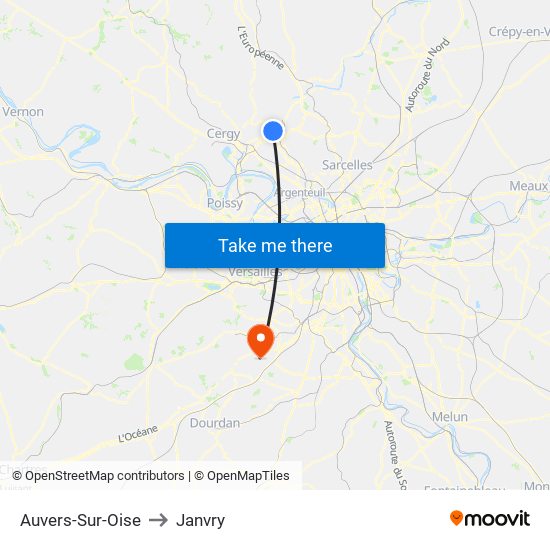 Auvers-Sur-Oise to Janvry map