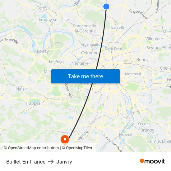 Baillet-En-France to Janvry map