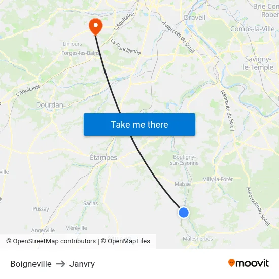 Boigneville to Janvry map