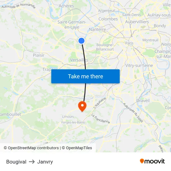 Bougival to Janvry map