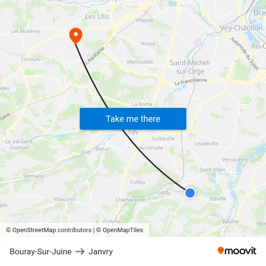 Bouray-Sur-Juine to Janvry map