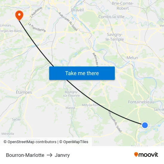 Bourron-Marlotte to Janvry map