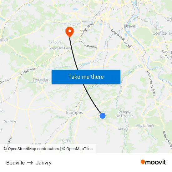 Bouville to Janvry map