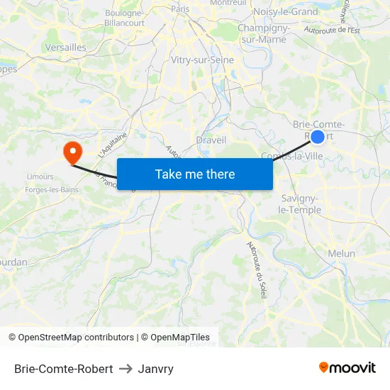 Brie-Comte-Robert to Janvry map