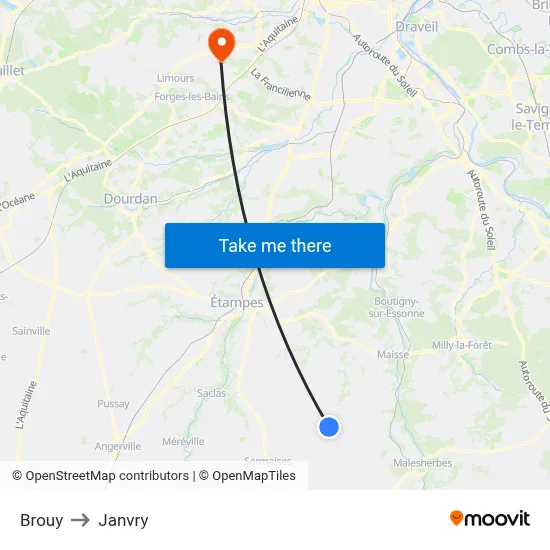 Brouy to Janvry map
