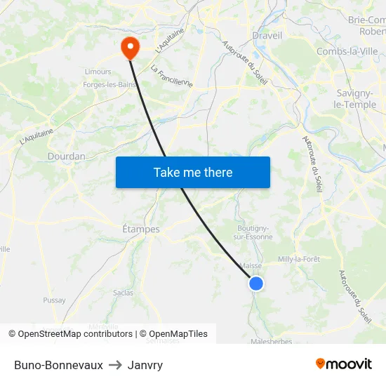 Buno-Bonnevaux to Janvry map
