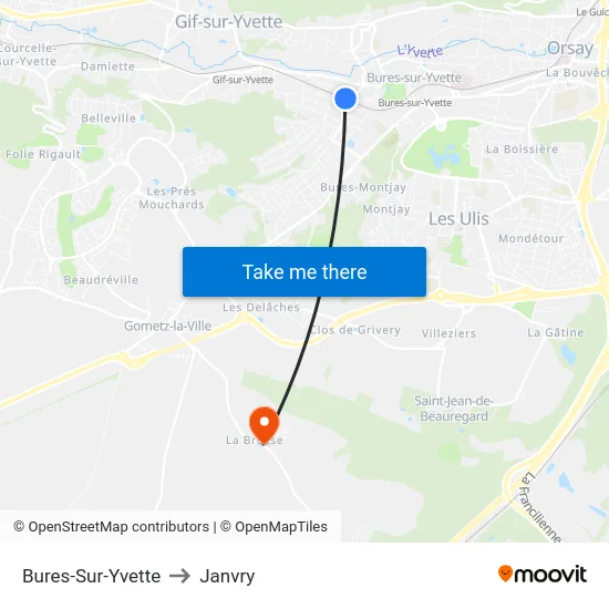 Bures-Sur-Yvette to Janvry map