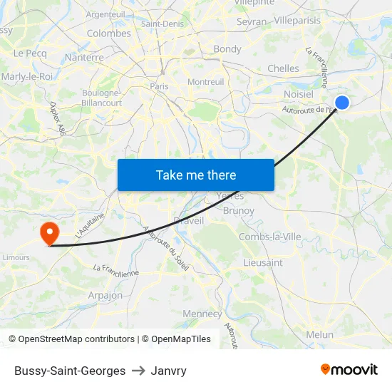 Bussy-Saint-Georges to Janvry map