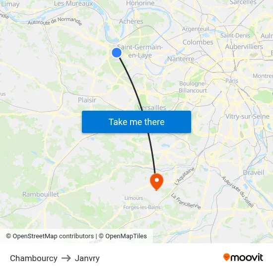Chambourcy to Janvry map
