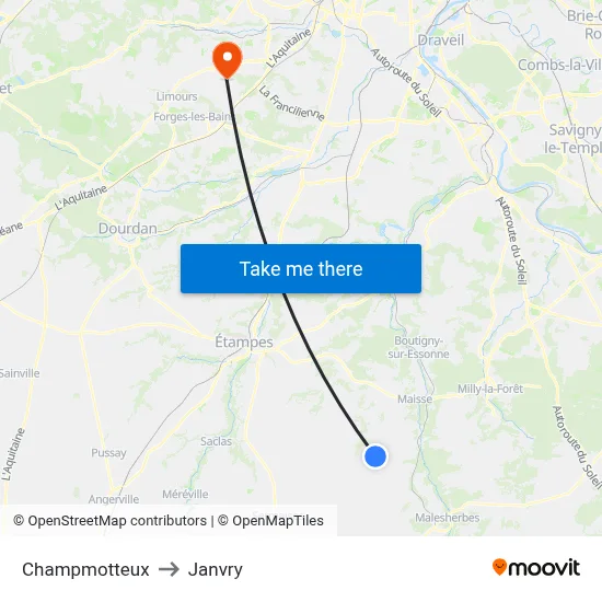 Champmotteux to Janvry map
